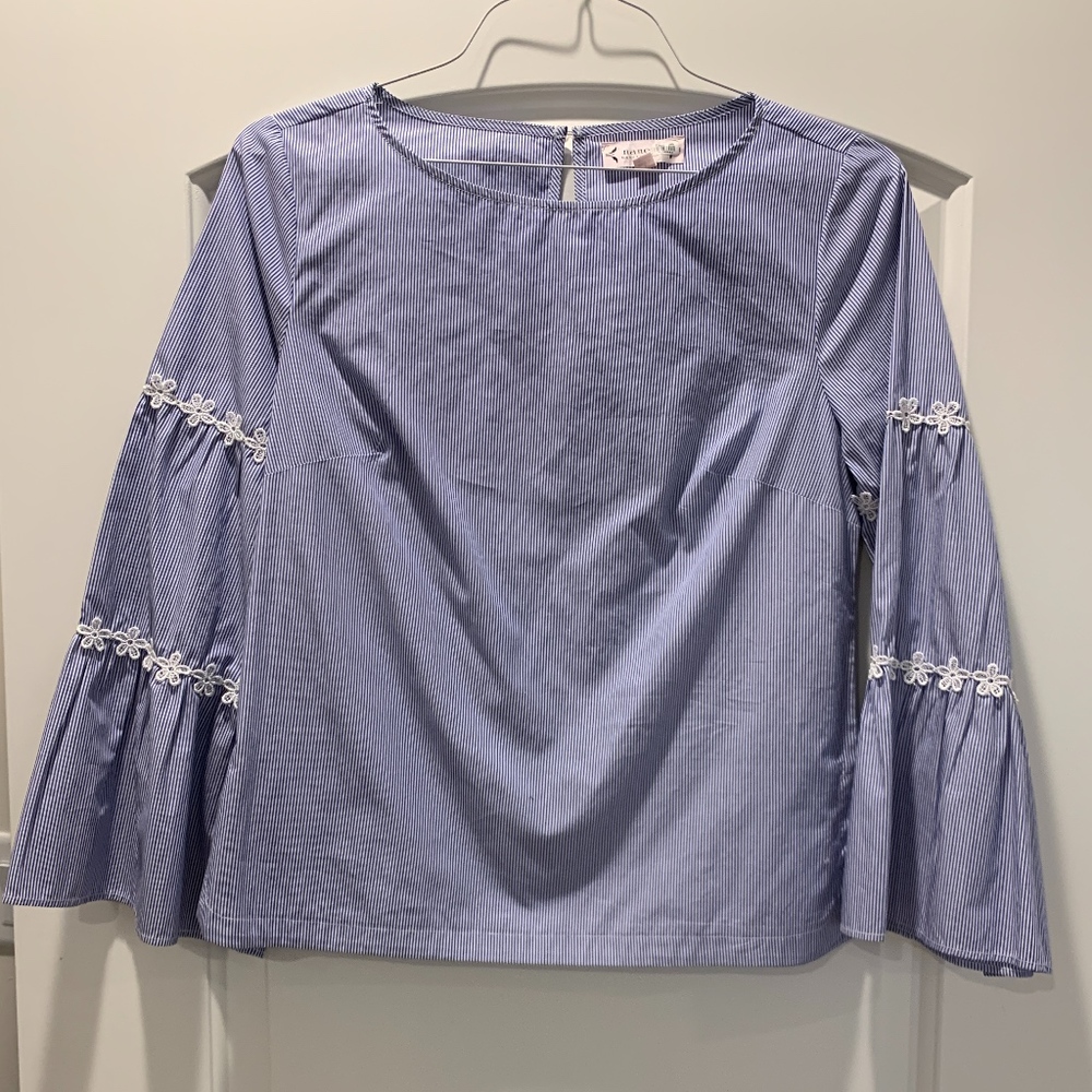 Blue and White Striped Blouse